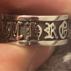Chrome Hearts Silver and Black Gothic Ring Size 8